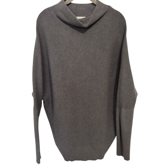 Bluivy Charcoal Gray Cowl Neck Ribbed Sweater Oversized Dolman Sleeve Sz M/L - Picture 1 of 5